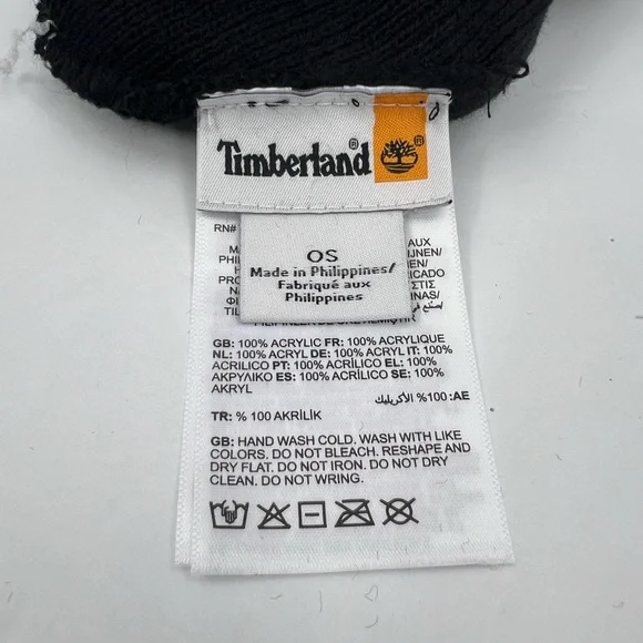 TIMBERLAND BLACK BEANIE, UNISEX, ONE SIZE FITS ALL, BEANIE WITH GREY ON THE CUFF - Picture 14 of 15